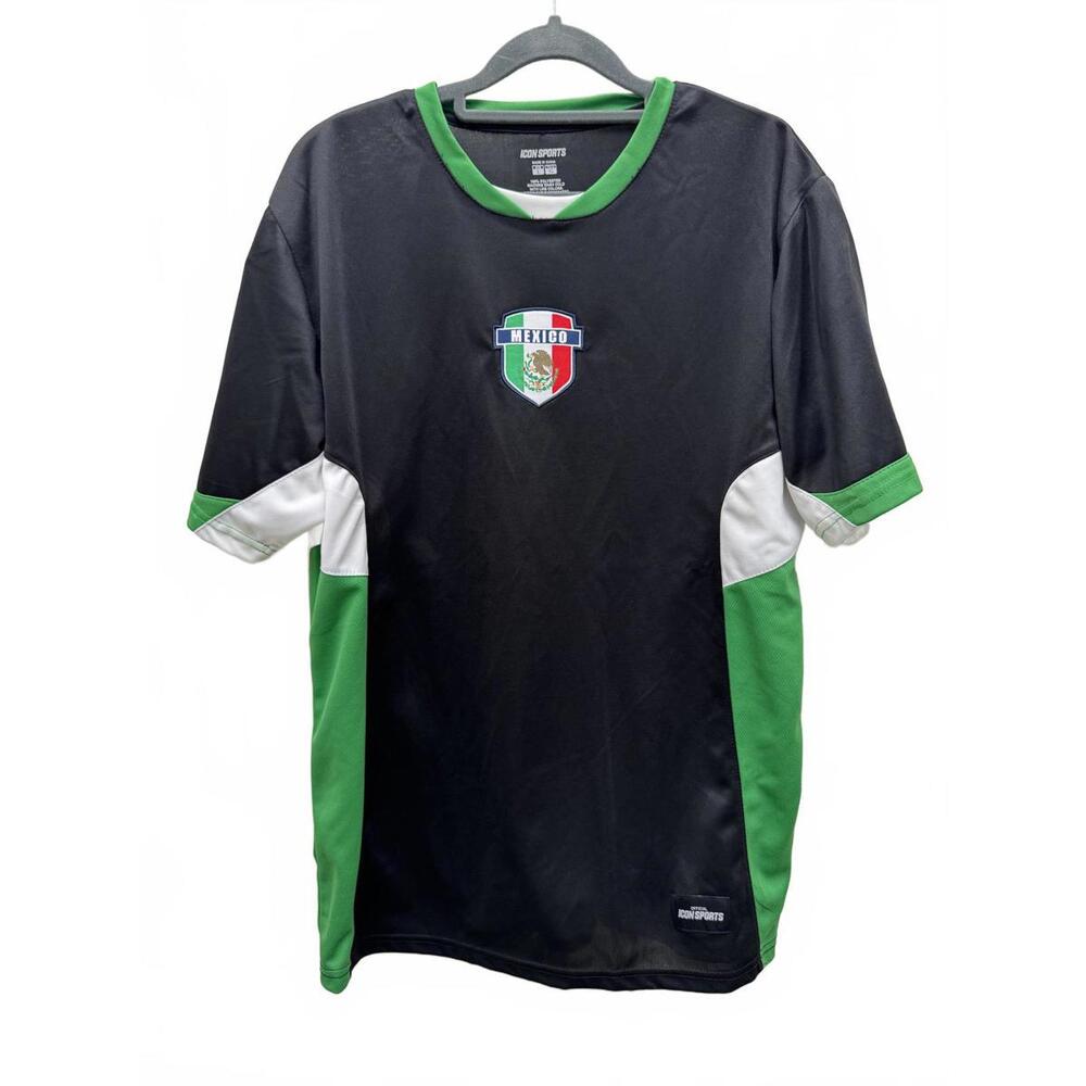 Icon Sports Mexico Soccer Jersey Black Green White- Large